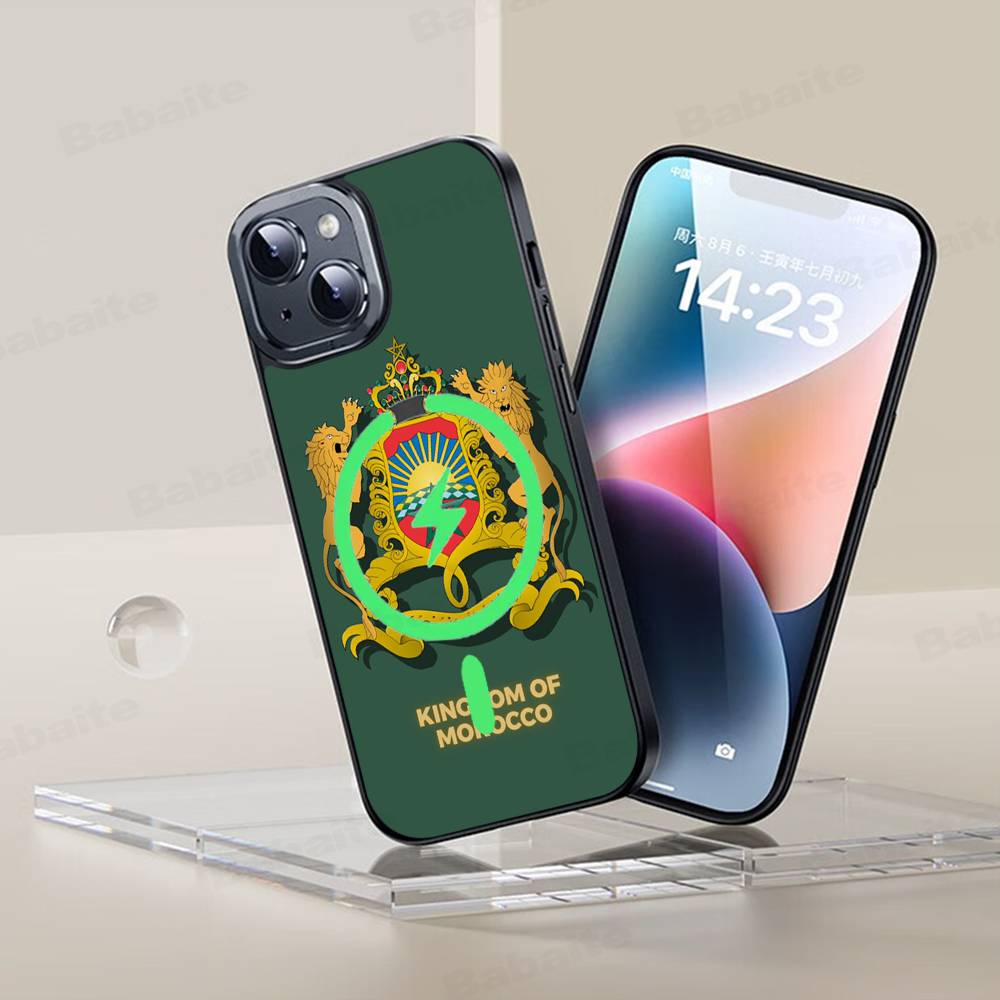 Morocco Map Flag Magnetic Case For IPhone 17 16 14 13 12 11 15 Pro Max Plus Wireless Charge Phone Cover