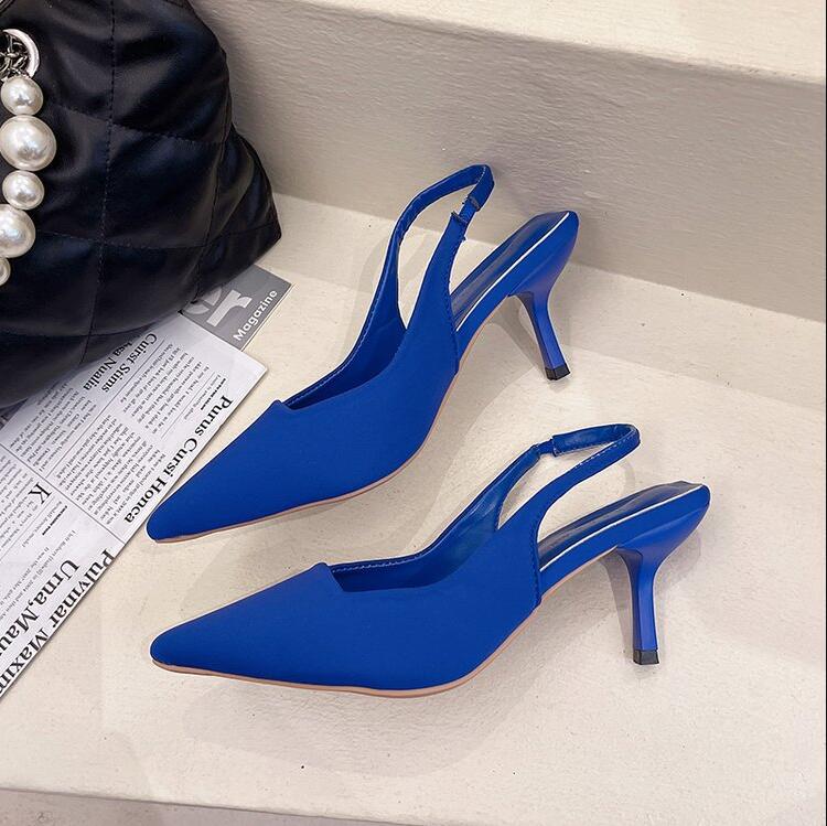 Женские босоножки на высоком каблуке с острым носком, зеленые туфли-лодочки с открытой пяткой, тонкие туфли на щиколотке, вечерние женские сексуальные босоножки