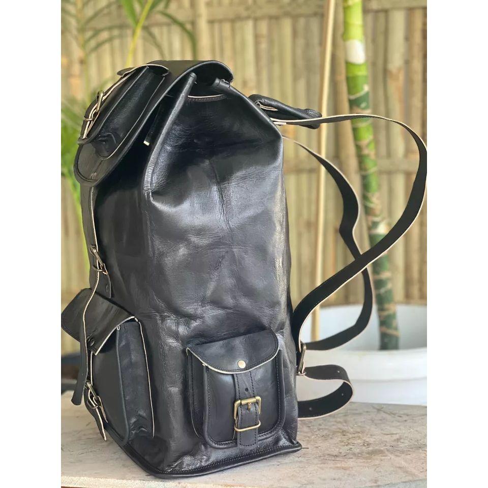 Bag Goat Leather Backpack Rucksack Laptop Vintage Brown Travel Men