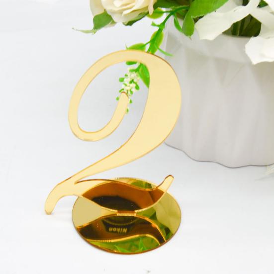 Карта с номером места, глянцевая, добавляющая атмосферу, зеркальная поверхность, стоящая, свадебный, золотой стол, номер, праздничные принадлежности