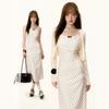 Sweet and pure French polka dot suspender dress women's summer new temperament waist a word dress