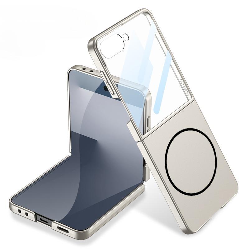 Роскошный Тонкий Матовый Чехол Magsafe для Samsung Galaxy Z Flip 7 Flip7 ZFlip7 Со Встроенной Защитой Экрана Чехол Полной Защиты