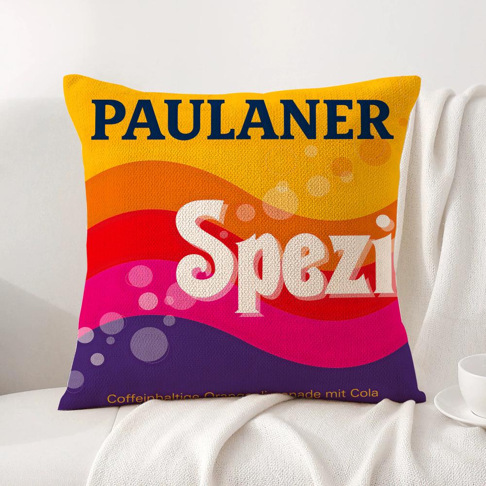 P-Paulaner S-Spezi Чехол на подушку с логотипом Натуральная льняная наволочка Двусторонняя печать Чехол для подушки для дивана Домашний декор Подарок