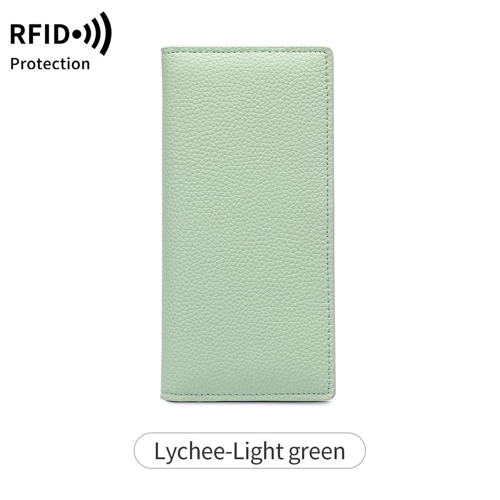Минималистичный ультратонкий женский кошелек с RFID-защитой, держатель для кредитных карт, складной длинный женский кошелек, однотонный, портативный клатч