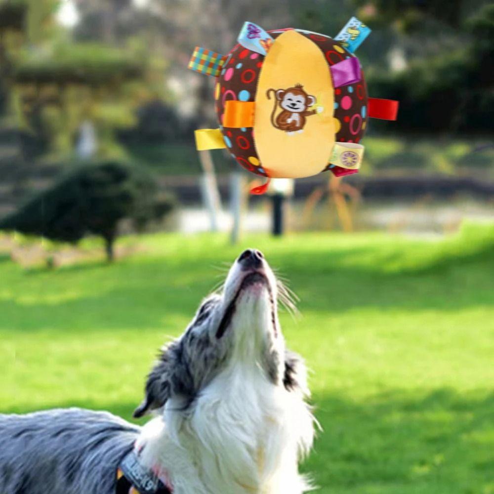 Bite Resistant Handle Dog Toys Plush Dog Squeak Ball Toys Funny Dog Chewing Ball Pet Supplies