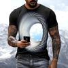 Fashion Hot Sales Personality Fun Sky Graphic T Shirts For Men New Casual Three-dimensional Vortex Printed Oversized O-neck Tees