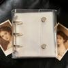 A8 Mini Binder Notebook 3-Ring PVC Clear Cover with Colorful Inserts Scrapbook Closure Photo