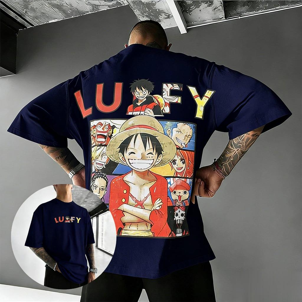 Оверсайз Футболка с Аниме-Принтом Луффи One Piece Мужская Женская 2026 Лето Уличная Одежда Футболка Повседневная С коротким Рукавом Мультяшный Принт Y2k