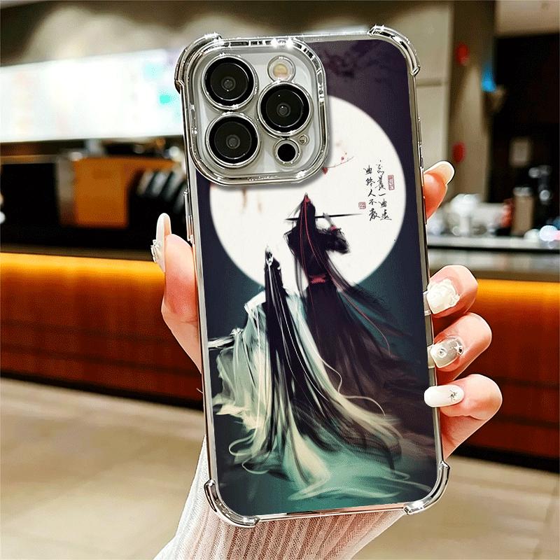 Чехол для телефона с покрытием в стиле Mo Dao Zu Shi Для Iphone 16 17 Pro Max Air 16E 14 15 Plus 12 13 Mini Противоударный Чехол с Подушкой Безопасности