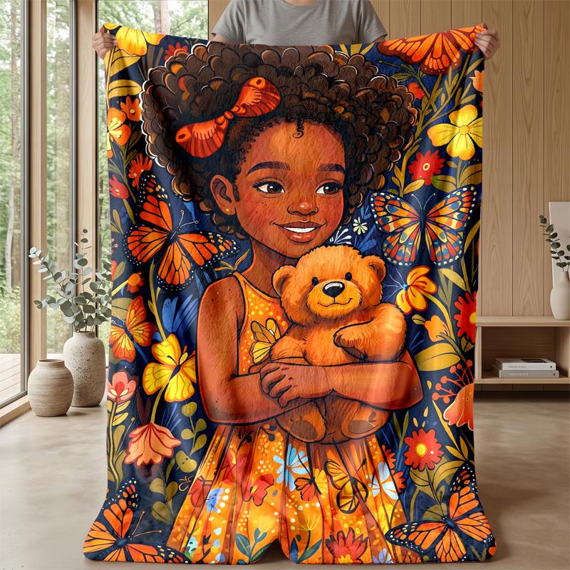 Butterfly Fantasy World blanket Personalized Name Flannel Blanket Soft Cozy Plush Throw for Sofa Bed Lightweight Home Decor