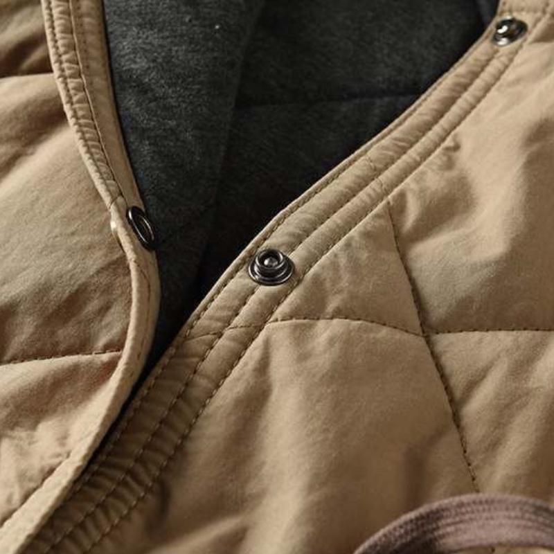 Осеннее винтажное пальто большого размера с капюшоном в виде ромба, женская зимняя новая хлопковая куртка, свободная повседневная куртка средней длины с контрастными цветами и подкладкой из хлопка