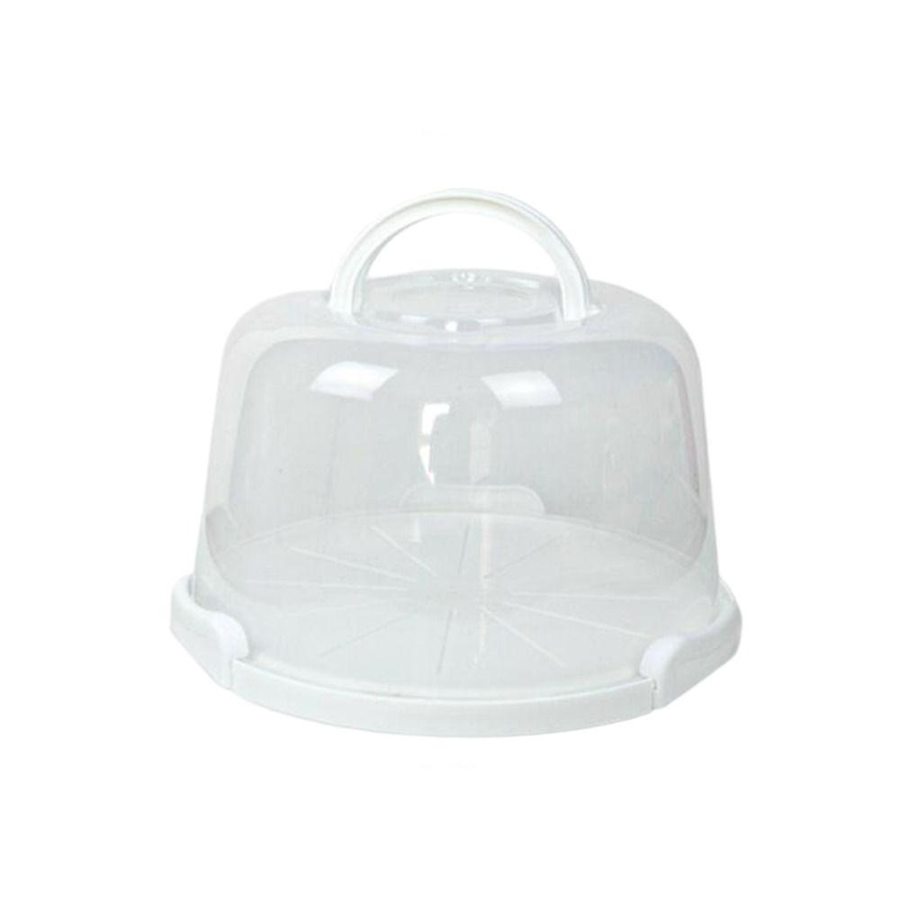 Foldable Handle Cake Container Round Cake Case Food Storage Tray Plastic Cake Box  Picnic