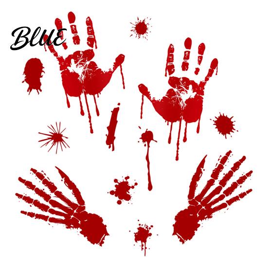 Decorative Window Film Halloween Blood Handprints/Footprints Wall Stickers Removable Decals Spooky Waterproof Scratch-resistant Decal DIY Decoration