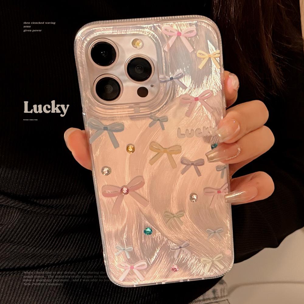 Glitter Bow Phone Case for iPhone 17 16 15 14 13 Pro Max, Cute Rhinestone Bowknot Shockproof Cover, Aesthetic Girly Protective Case