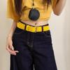 Fashion Wide Design Sense Y2K Double-Breasted Yellow Belt For Women With Skirt Jeans With Waistcoat Decoration Versatile Belt