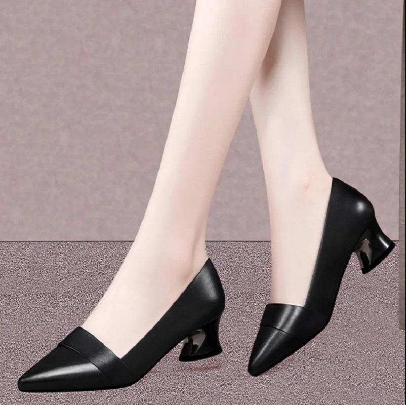 Cresfimix Sapatos Femininas женские модные винно-красные весенние туфли на квадратном каблуке женские повседневные офисные черные кожаные туфли-лодочки A6674