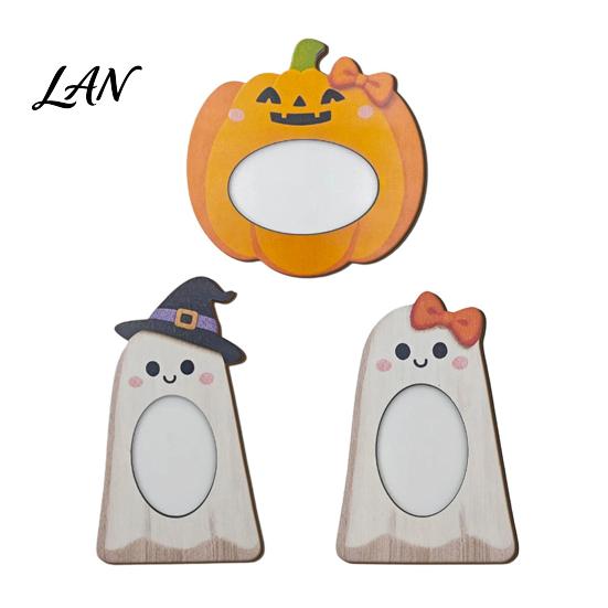 Cute Pumpkin Picture Holder Halloween Wooden Photo Frame, Pumpkin/Ghost Frame for Wall Creative Room Decor Hanging or Desktop Display, Personalized