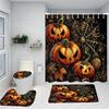 Halloween Scary Pumpkins Shower Curtain  Witch Bath Sets Waterproof Non-Slip Bathroom Rug Toilet U  With 12 Hooks Home Deco