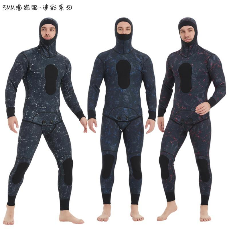 Mens Camo 3mm/5mm Neoprene Wetsuit Set Snorkeling Surfing Diving Swimming Warmth UV Protection