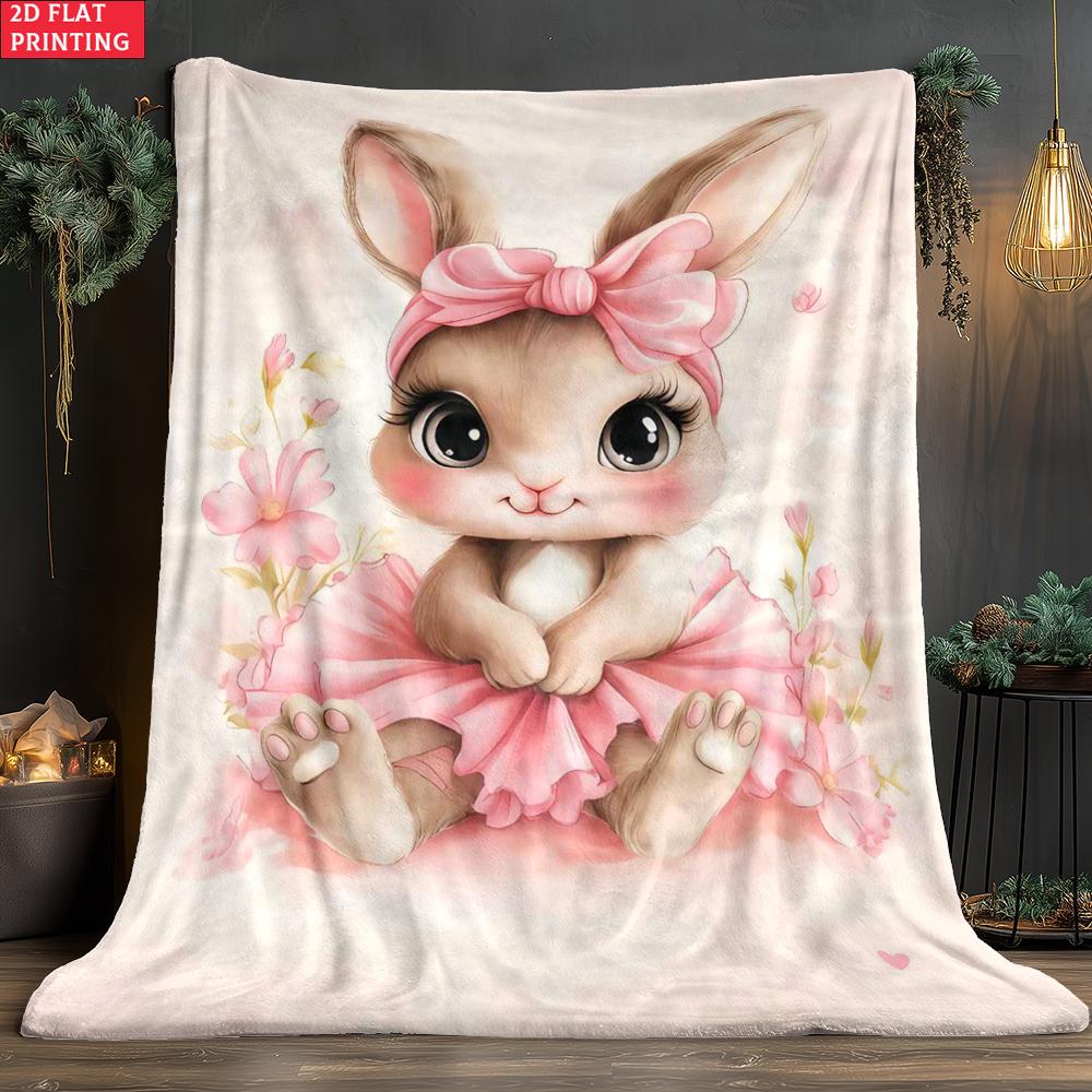 Easter Bunny thin Flannel Blanket for Bedrooms,Living Rooms,Sofas Blankets,Lunch Breaks,Picnics,blankets fluffy