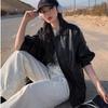 Женская ретро-куртка из коричневой кожи, короткая - 2026, корейский стиль, свободный крой, крутой дизайн в мотоциклетном стиле для весны/осени