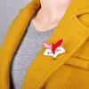 Lovely Red Fox Shape Brooches Striated Acrylic Jewelry For Children Girls Scarf Hat Bag Corsage Pin New Year Gift