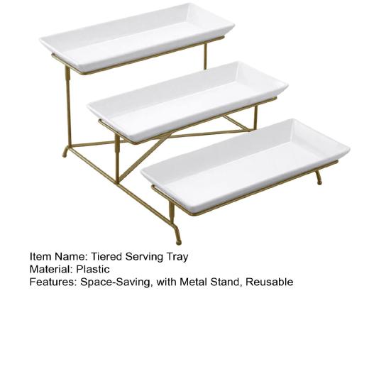 3-ярусная сервировочная подставка, многоуровневая подставка для подачи еды, многоразовая, экономичная по пространству, подставка для фруктов, десертов, кексов для вечеринки с металлической стойкой