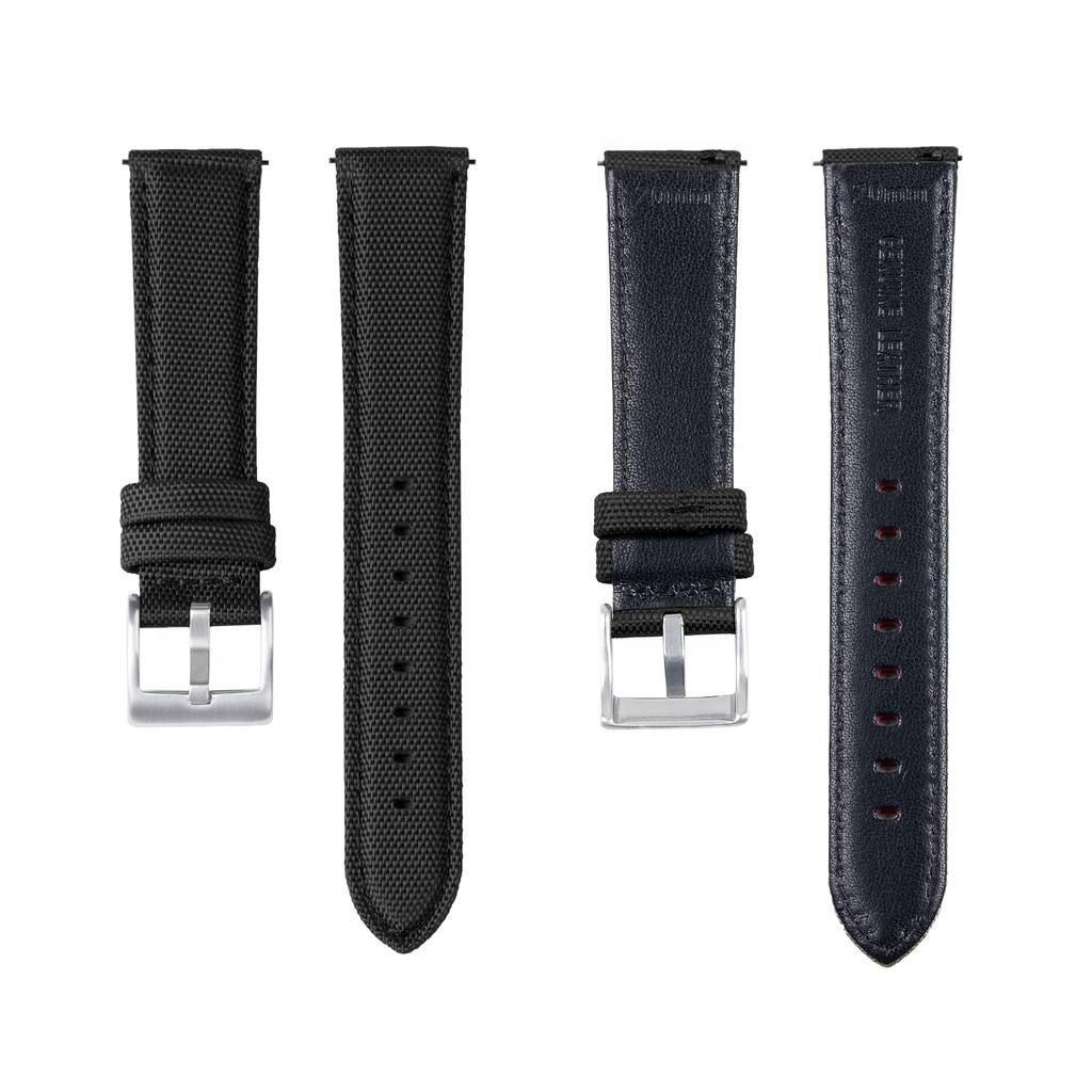 20mm 22mm Woven Nylon+Leather Watch Band Army Woven Canvas Fabric Replacement Straps for Military Sport Quick Release Wristband