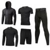 Men's Fitness & Running Quick-Dry 5-Piece Set: Breathable Long Sleeve Yoga & Gym Suit