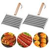 Hot Dog Roller Sausage Roller Rack Stainless Steel Hot Dog Grill Roller with Wooden Handle BBQ Hotdog Roller Grill Accessories