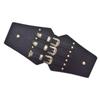 Women's Retro Faux Leather Belt with Rivet Pin Buckle - Versatile Wide Waistband Accessory