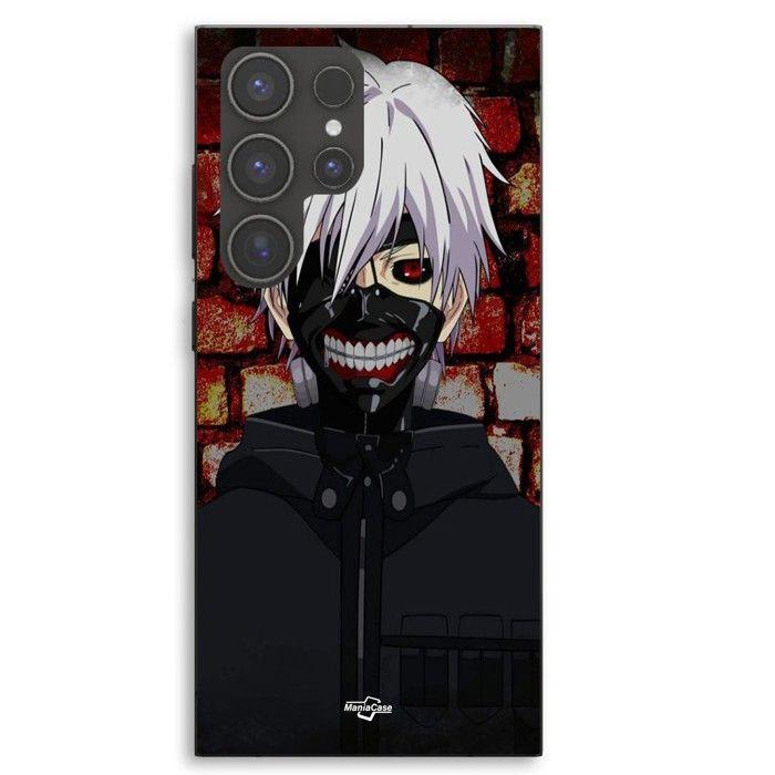 Coque de téléphone - MANIACASE - Samsung Galaxy S23 Ultra - Silicone TPU - Tokyo Ghoul (Kaneki Ken) - Noir