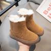 Girls' Snow Boots for Boys 2024 Winter New Children's Chelsea Boots for Girls Simple Britain Style Non-slip Platform Round-toe