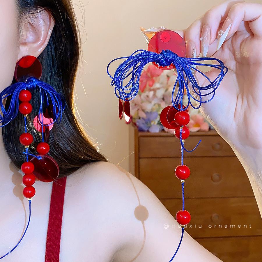 Серьги-подвески Геометрические с бантом Сердце леопарда Серебряная игла - Трендовый корейский стиль для женщин