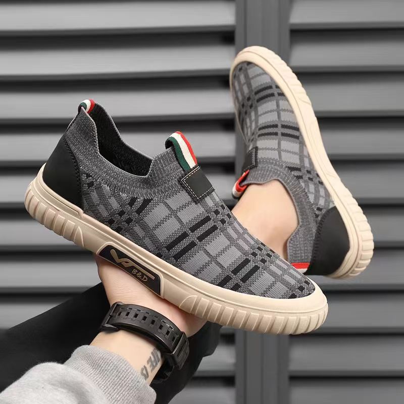 Модная обувь для мужчин Стильная обувь на резиновой подошве Мужская парусиновая обувь Мокасины без застежек Сетчатые дышащие мужские повседневные спортивные туфли Zapatos Casuales