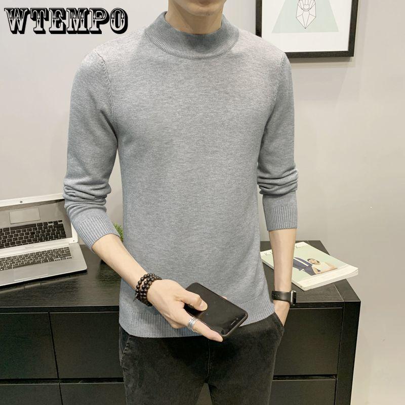 Осенне-зимний высококачественный мужской свитер, мужской пуловер с полувысоким воротником, мягкий и теплый вязаный свитер