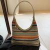 Summer Large-capacity Rainbow Straw Bag Women's 2025 New Fashion Commuter Shoulder Bag Portable Tote Bucket Bag