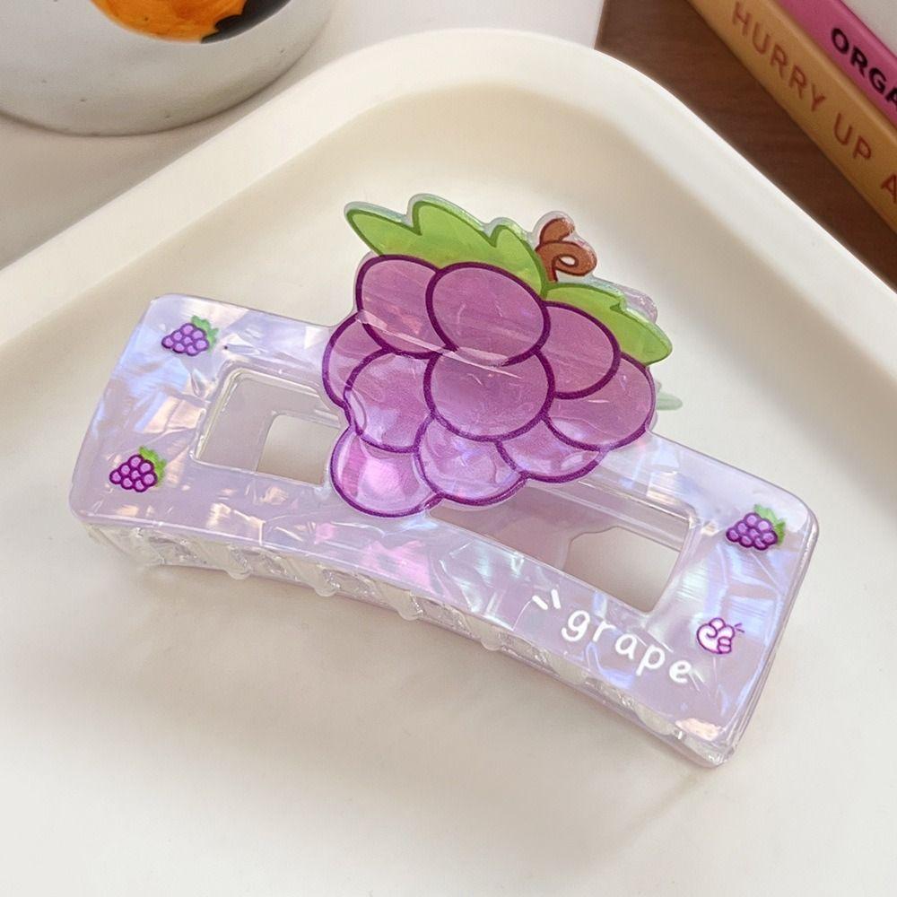 Cute Fruit Acetate Claw Clip Watermelon Ponytail Shark Clip Elegant Strawberry Shark Clip  Daily
