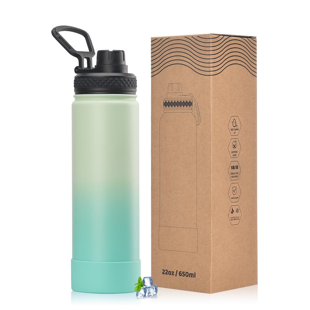 WATERSY Outdoor Sports Water Bottle Stainless Steel Vacuum Insulated 650ml Double Thermal Flask Coffee Mug for Hiking Gym Travel