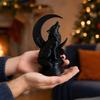 3D-печатная скульптура воющего волка на основании в виде полумесяца, матовое черное покрытие, коллекционное искусство, готическая черная статуэтка для книжной полки, стола