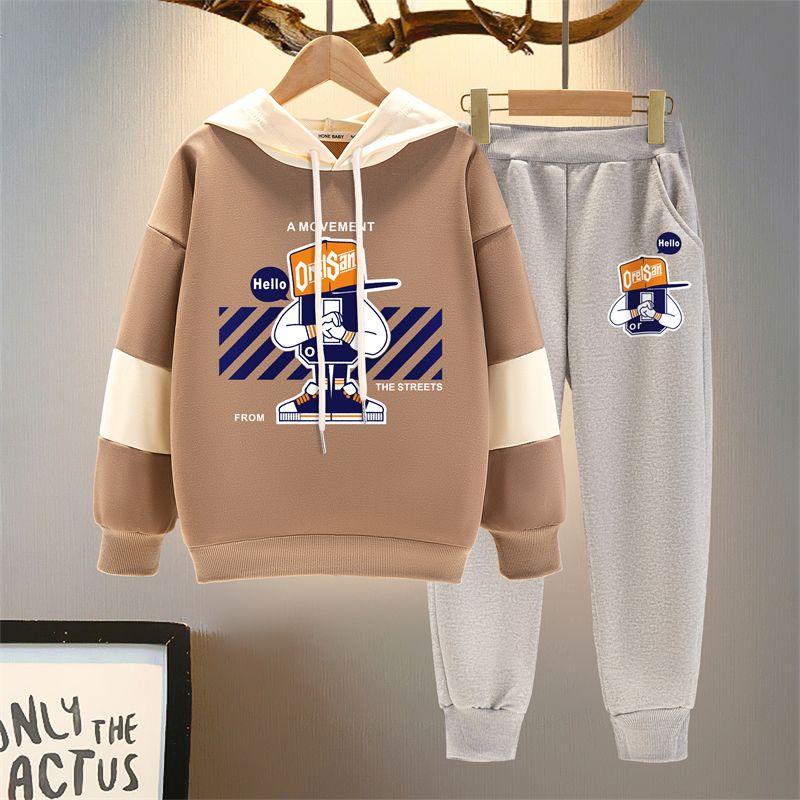 Костюм из двух частей для мальчиков, весенне-осенний детский спортивный модный свитер с длинными рукавами + леггинсы, костюм из двух частей для мальчиков