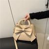Fashion Solid Color Bow Versatile Small Square Bag Women's Personality Casual Autumn New High-end Textured Messenger Bag