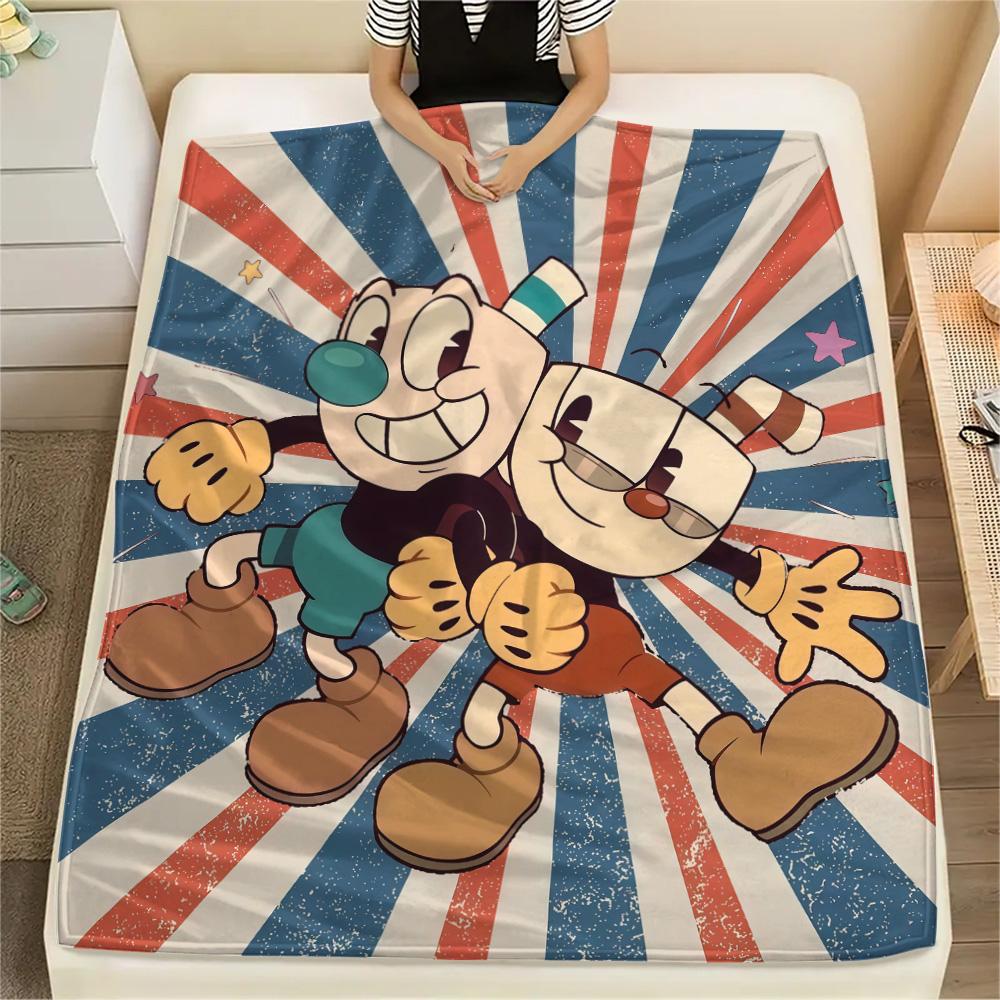 Cuphead Flannel Blanket, High quality Comfortable for All Seasons, Home Decor, Warmth and Comfort
