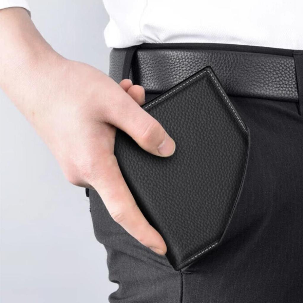 SEPTWOLVES Men's Vertical Wallet, Genuine Leather with Multiple Card Slots, Prolonged, Black