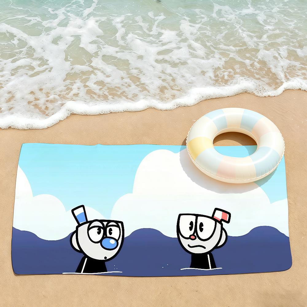 Приключенческая игра Cuphead Полотенце для сушки Полотенце для ванной Подходит для легкого плавания Кемпинга Йоги Пляжа Наружное