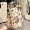 Изолированная бутылка для воды Shangqi из нержавеющей стали 316 с веревкой для переноски, 600 мл, DIY Пион