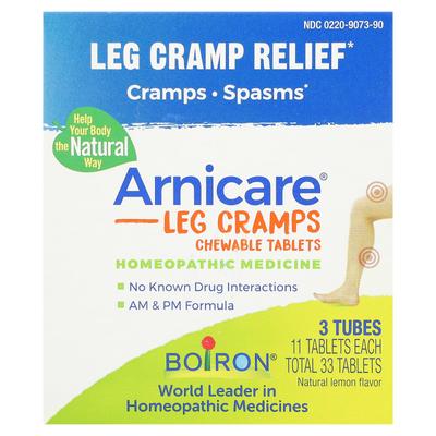Arnicare Leg Cramp Relief, лимон, 3 тюбика, 11 жевательных таблеток в тюбике