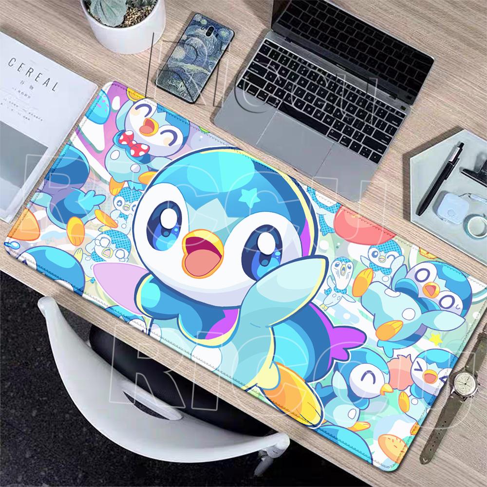 Large Mouse Pads XXL Anime P-pokemon Piplup Gaming Table Mats Kawaii Carpet Gamer Keyboard Non-slip Aesthetics Lockedge Desk Rug