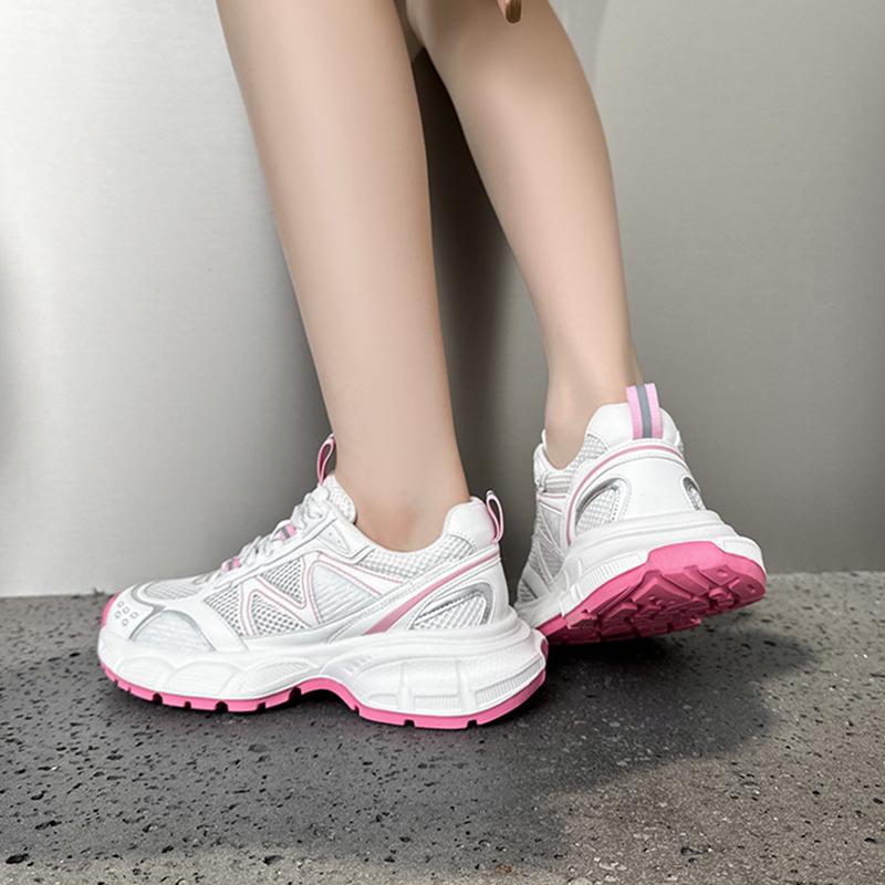 Chunky Sneakers Fashion Mesh Breathable Shoes Women Sports Running 5CM Chunky Sneakers Breathable Leisure Casual Sports Shoes