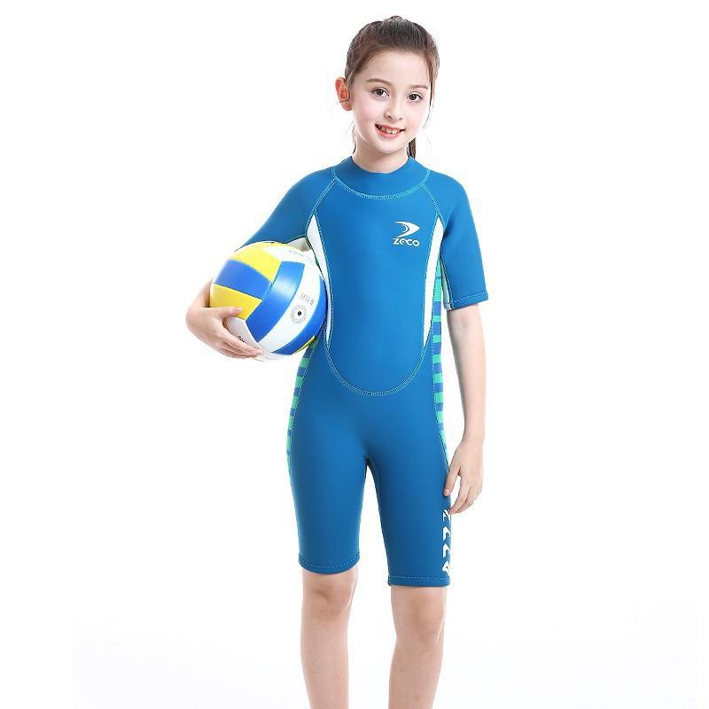 2.5mm Neoprene Kids Full Wetsuit Short Sleeve Snorkeling Diving Swimming Warm UV Protection Unisex Child